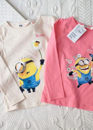 Комплект регланів minions для дівчат 4-8 років від h&m (швеція
