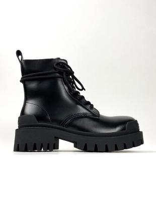 Strike  boots black женские демисезонные черные брендовые ботинки жіночі чорні ботінки трендові черевики