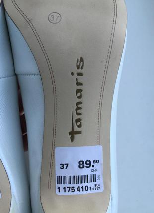 Новые кожаные белые туфли tamaris 37 р., лодочки свадебные4 фото