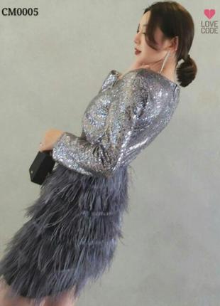 Шикарне плаття паєтки пір'я 2