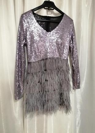 Шикарне плаття паєтки пір'я 5