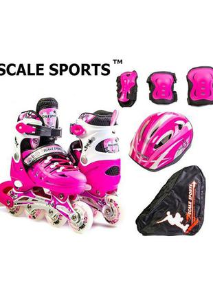 Комплект роликів scale sports pink (сша). від 28 до 37 розміру.