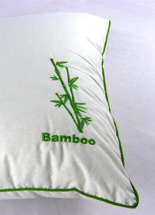 Подушка bella villa бамбук 50х70см, тик белый с вышивкой2 фото