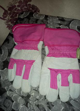 Рабочие перчатки для  детей - розовый1 фото