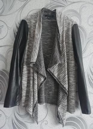 Кардиган з шкіряними рукавами