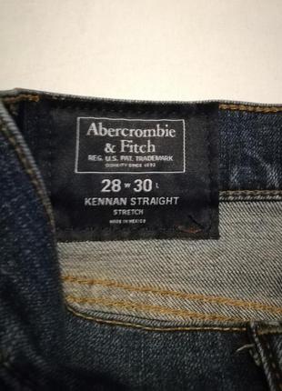 Мужские темносиние джинсы abercrombie & fitch kennan straight stretch4 фото