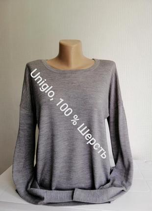 Шерстяной свитер  uniglo из тонкой полированной шерсти , р. l,xl,12,14,48,50