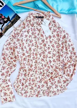 Нежная блуза в цветочный принт со зборками от zara3 фото
