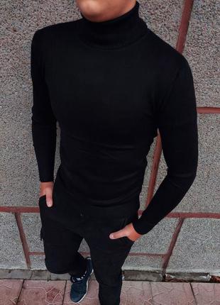 Чоловічий базовий вовняний светр з горлом гольф водолазка