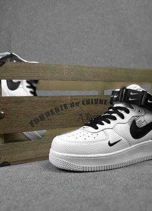 Мужские кроссовки nike force 1 x off white белые с чёрным высокие / чоловічі кросівки найк білі9 фото