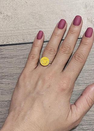 Кільце з яскравим жовтим смайликом, срібне покриття 925 проби