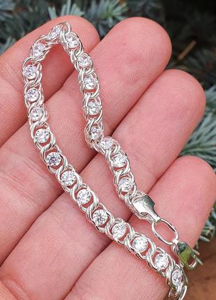 Браслет арабка с камнями из серебра