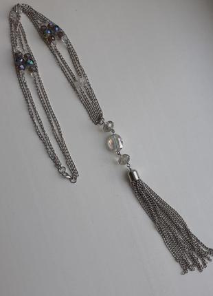 Ожерелье, подвеска с кисточкой из цепочек2 фото