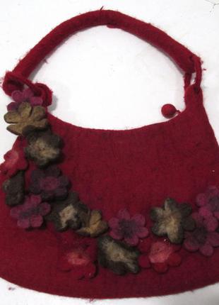 Ексклюзивная шерстяная сумочка ethical, бордовая, отл сост!