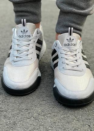 Чоловічі стильні сірі туфлі спортивні кросівки adidas3 фото