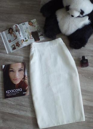 Красивая строгая , деловая белая юбка с высокой посадкой  essence