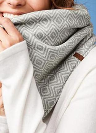 Крутой многофункциональный серый с принтом шарф снуд двусторонний флис + орнамент...