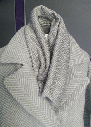 Крутой многофункциональный серый с принтом шарф снуд двусторонний флис + орнамент...