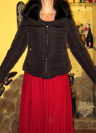 Куртка zara,раз xl,на синтепоне,сьемный меховой воротник ,капюшон в воротнике4 фото
