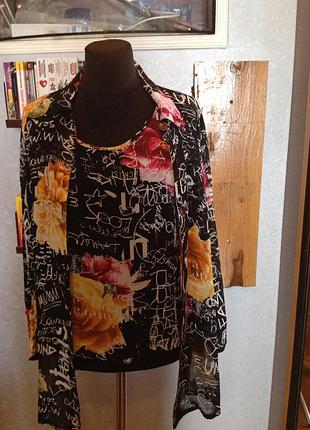 Натуральный, турецкий комплект рубашка + майка "газетка" , р. 50-52