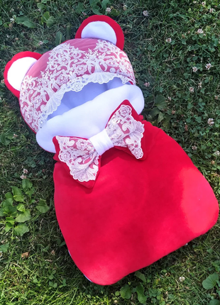 Велюровий конверт-спальник н виписку на флісі, різні кольори