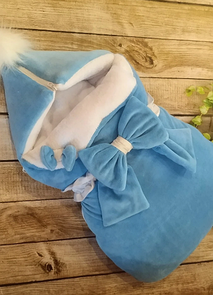 Велюровий конверт-спальник н виписку на флісі, різні кольори