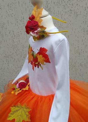 Костюм осені наряд осени оранжевая юбка с фатина веночек с листьев4 фото