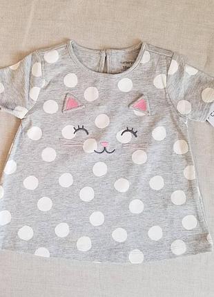 Футболка кошка в горох, картерс, 9м