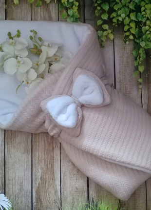 Двусторонний конверт - одеяло на выписку хлопковой косичка лето, деми, зима