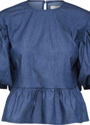 Блуза женская синяя с пышными рукавами размер м3 фото