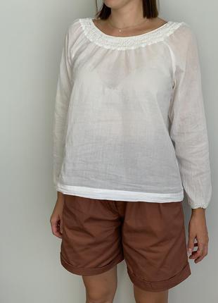 Блуза з тонкого хлопка з відкритими плечима тсм блуза с тонкого хлопка с открытыми плечами9 фото