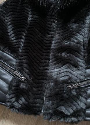 Женская кожаная меховая безрукавка жилетка жилет5 фото
