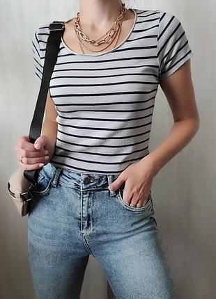 🔥базова подовжена футболка у полоску chose promise