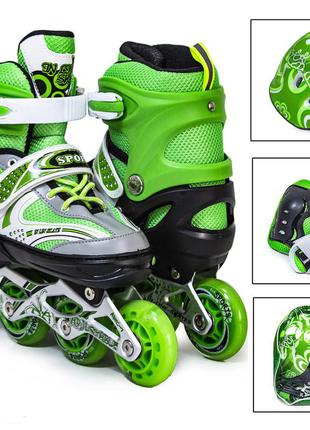 Роликовые коньки happy sport green. от 28 до 41 размера.4 фото