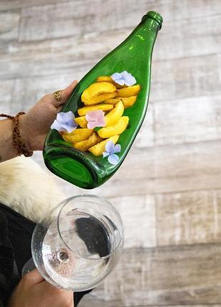 Сплюснута пляшка тарілка lay bottle від шампанського champagne green скло