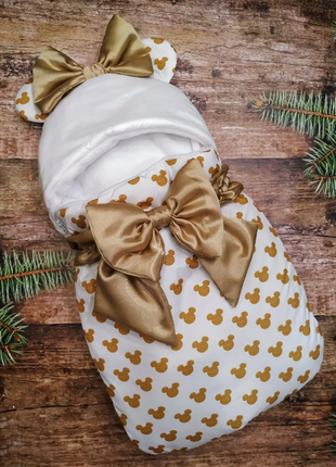 Конверт - спальник на виписку плащівка з вушками демі, зима, різні кольори