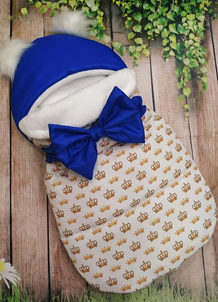 Конверт - спальник на виписку плащівка з бубоном демі, зима, різні кольори