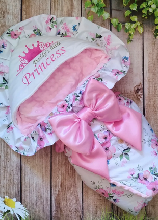 Конверт на виписку махра і бавовна з вишивкою демі, зима, літо