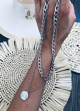 Ланцюг подвійна з кулоном монетка