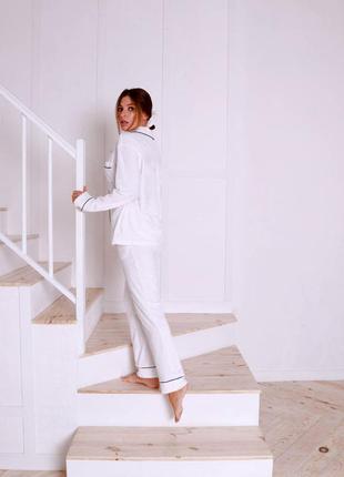 Жіночий домашній костюм піжама велюр jeny білий6 фото