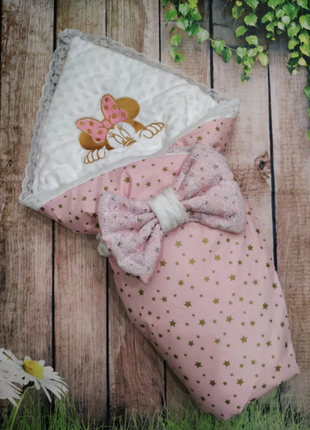 Велюровый конверт - одеяло на выписку с вышивкой , лето, деми, зима