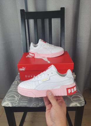 Кроссовки женские пума кали белые с розовым. обувь для подростков puma basket cali white/pink1 фото