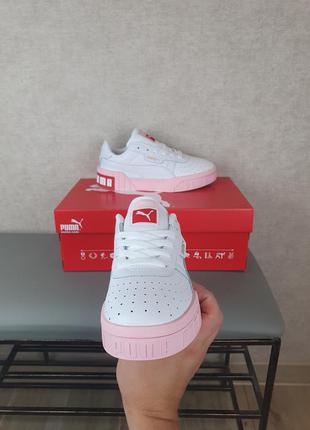 Puma cali bold white pink белые подростковые кроссовки. пума кали болд в белом цвете кроссы5 фото