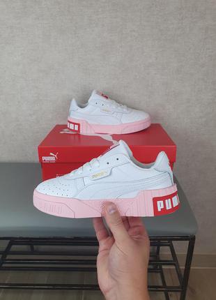 Puma cali bold white pink белые подростковые кроссовки. пума кали болд в белом цвете кроссы