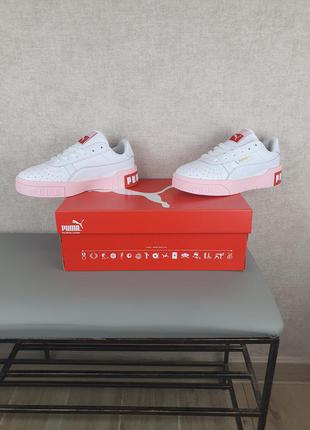 Puma cali bold white pink білі підліткові кросівки. пума калі болд в білому кольорі кроси9 фото