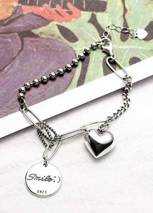 Браслет серебро 925 покрытие браслетик сердце love3 фото