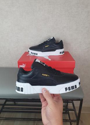 Женские и подростковые кроссовки puma cali sneakers черно-белые. черные кроссовки женские пума кали