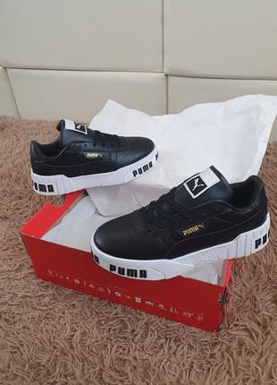 Кросівки жіночі осінні puma cali bold black white. осіння жіноче взуття пума калі болд чорні1 фото