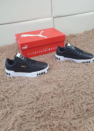 Кроссовки женские осенние puma cali bold black white. осенняя женская обувь пума кали болд черные6 фото