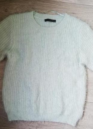 Свитер с коротким рукавом, травка, мятного цвета